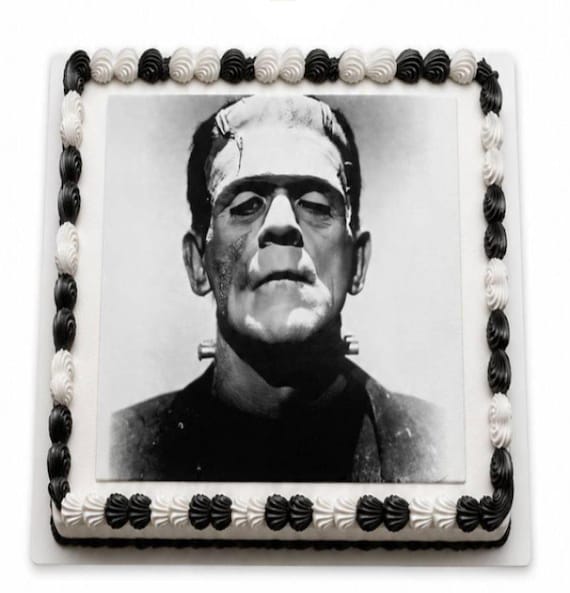 Frankenstein Edible Cake Topper, Gothic Halloween Frosting Sheet Image, Monster Party ~ D1003