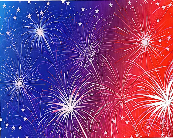 Fireworks 4th Of July Cake Background ~ Edible 2D Fondant Birthday Cake/Cupcake Topper ~ D1413