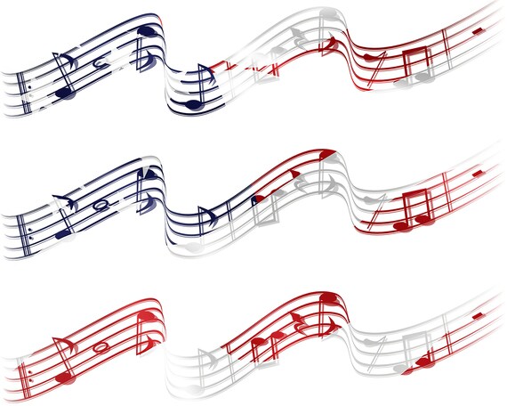 Patriotic Musical Notes Band Birthday ~ Edible 2D Fondant Birthday Cake Side Toppers ~ D22866