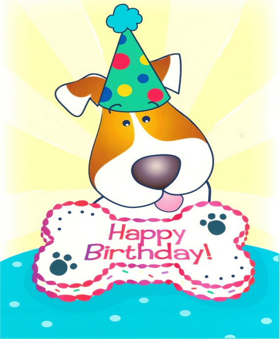 Dog Bone Birthday ~ Edible 2D Fondant Birthday Cake/Cupcake Topper ~ D997