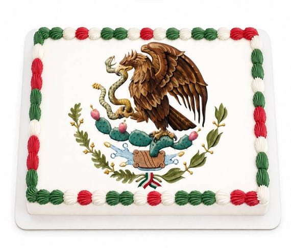Mexican Coat of Arms Eagle Edible Cake Topper, Cinco de Mayo Frosting Sheet Image, Mexico Heritage ~ D24172