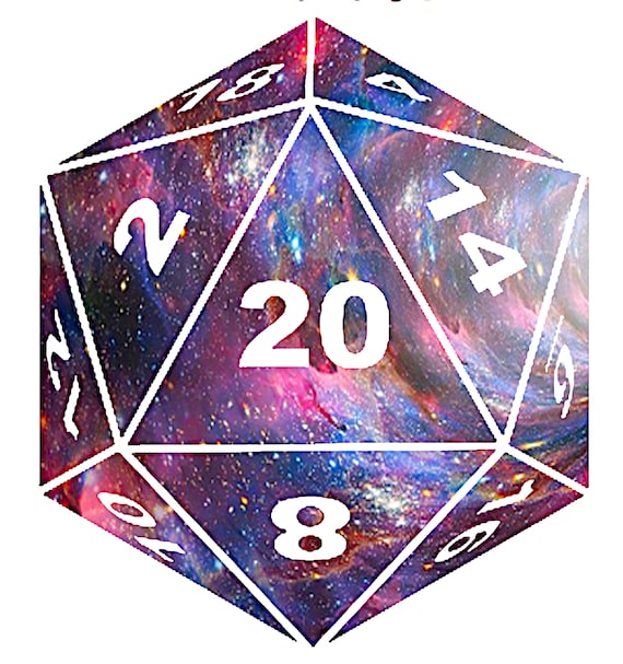 D20 Space Dice Birthday ~ Edible 2D Fondant Birthday Cake/Cupcake Topper ~ D24550