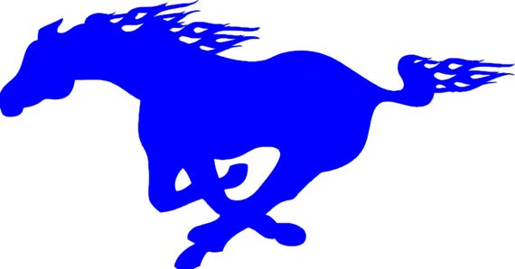 Blue Mustang Mascot Birthday ~ Edible 2D Fondant Birthday Cake/Cupcake Topper ~ D24643