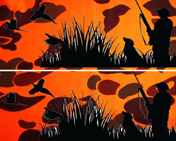 Blaze Orange Camo Hunter Birthday - Edible 2D Fondant Cake Side Toppers - Decorate The Sides of Your Cake! - D24320