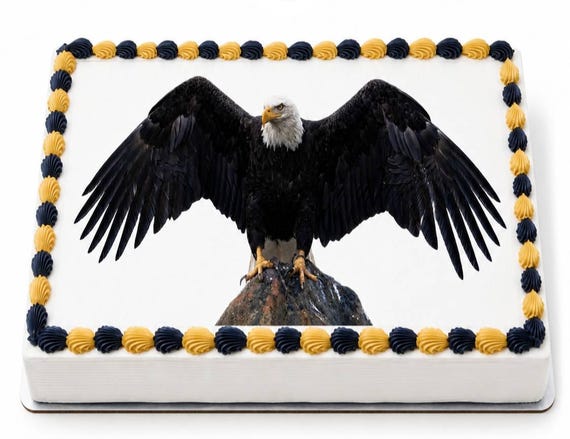 Bald Eagle Edible Cake Topper, Patriotic Bird Wildlife Frosting Sheet ~ D24769