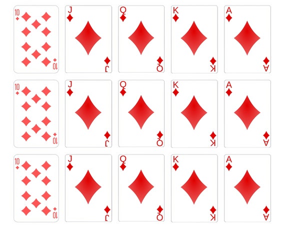 Casino Poker Cards Diamonds Side Strips ~ Edible 2D Fondant Birthday Cake Side Toppers ~ D22837