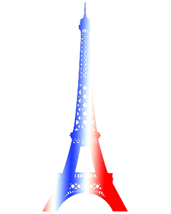 Red, White & Blue Eiffel Tower Birthday ~ Edible 2D Fondant Birthday Cake/Cupcake Topper ~ D21526