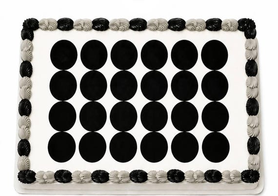 Black Circle Pattern Edible Cake Topper, Polka Dot Frosting Sheet Image, Minimalist Birthday Decor ~ D1422