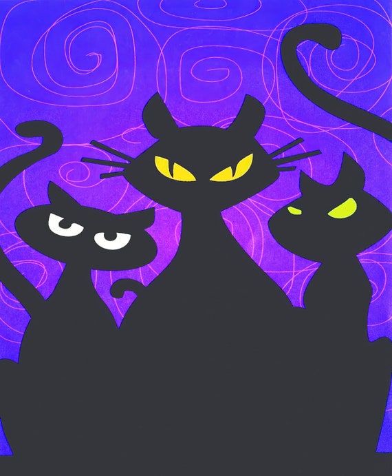 Black Cats Halloween ~ Edible 2D Fondant Birthday Cake/Cupcake Topper ~ D3190