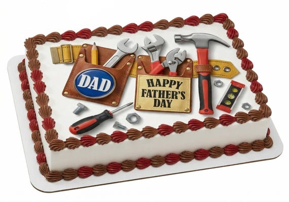 Happy Father’s Day Tool Belt Edible Cake Topper, Dad Handyman Frosting Sheet Decoration ~ D202