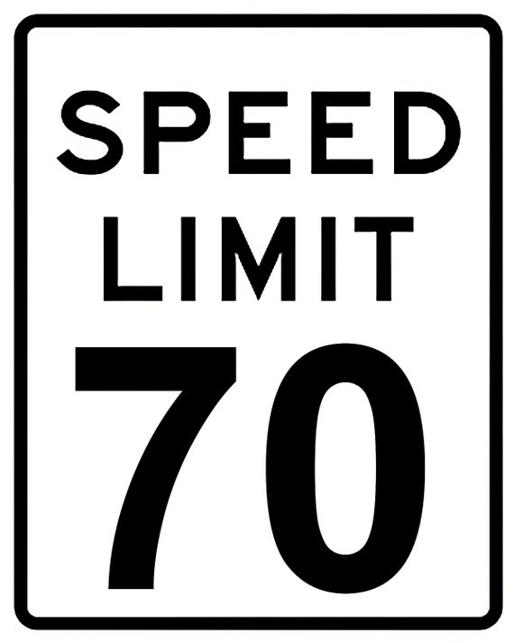 Speed Limit 70th Birthday Sign - 2D Fondant Edible Cake & Cupcake Topper For Birthdays and Parties! - D24334