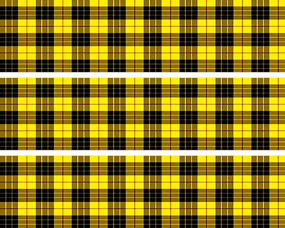 Yellow Plaid Birthday - Side Strips ~ Edible 2D Fondant Birthday Cake Side Toppers ~ D22727
