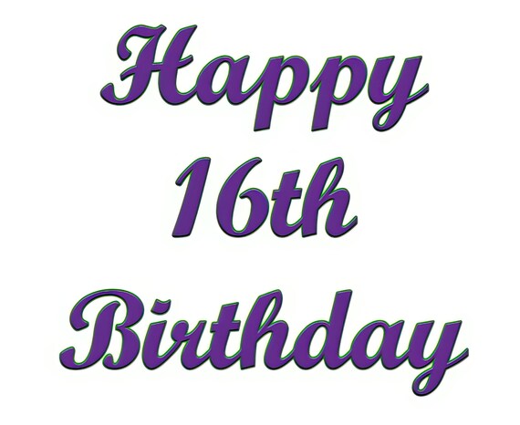 Purple Happy 16th Birthday ~ Edible 2D Fondant Birthday Cake/Cupcake Topper ~ D22728