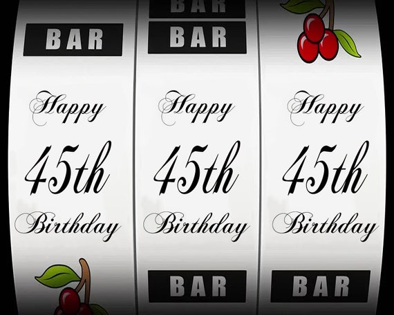 45th Birthday Casino Slot Machine ~ Edible 2D Fondant Birthday Cake/Cupcake Topper ~ D21867