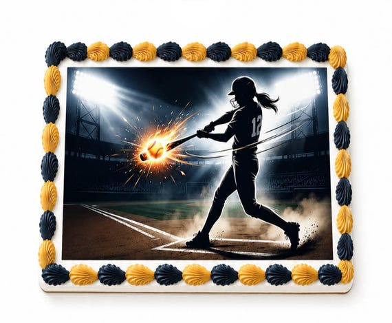 Softball Batter Edible Cake Topper, Fastpitch Birthday Frosting Sheet Image, Team Party ~ D30148