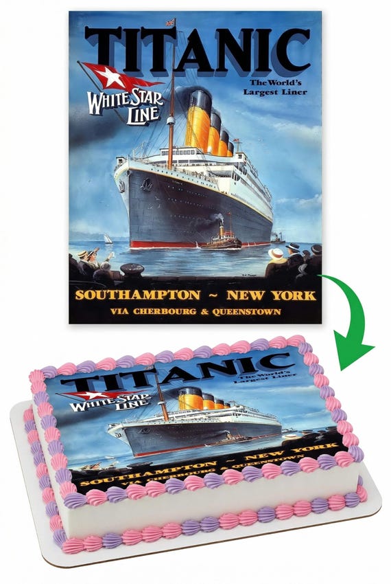 Titanic Birthday Topper ~ Edible 2D Fondant Birthday Cake/Cupcake Topper ~ D6408