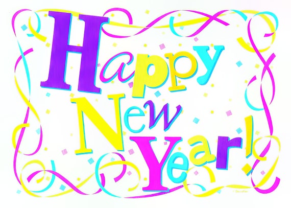 New Year Confetti ~ Edible 2D Fondant Birthday Cake/Cupcake Topper ~ D186