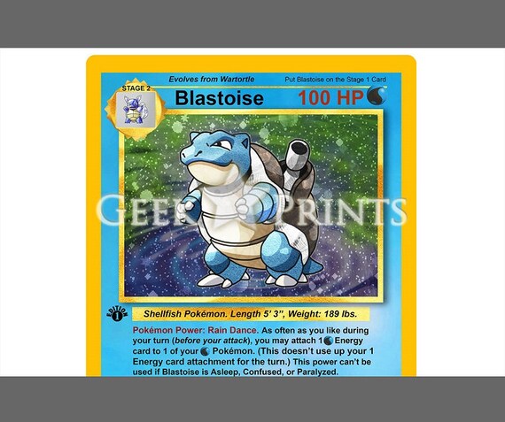 Kanto Starter Print *blastoise* Water Monster Final Evolution Base