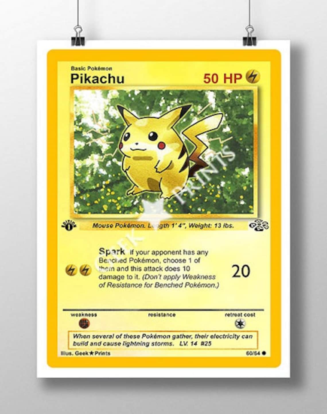 Pokemon Jungle pikachu Card A4 or A5 PRINT - Etsy