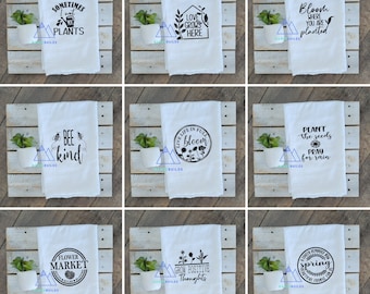 Spring Tea Towels/ Handmade Kitchen Towels/ Rustic Chic Decor/ Farmhouse Decor/ Spring Decor/ Gifts For Mom/ Bloom Where You Are Planted