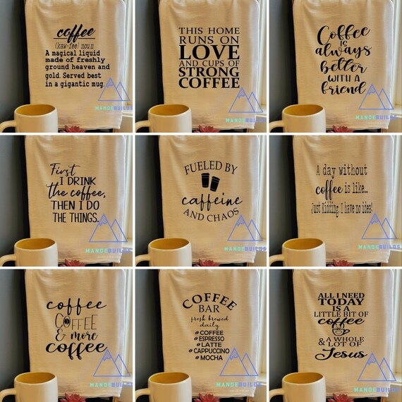 Funny Tea Towels/ Coffee Quotes/ Handmade Kitchen Towels/ Rustic Chic  Decor/ Farmhouse Decor/ Funny Gifts/ Coffee Is My Love Language