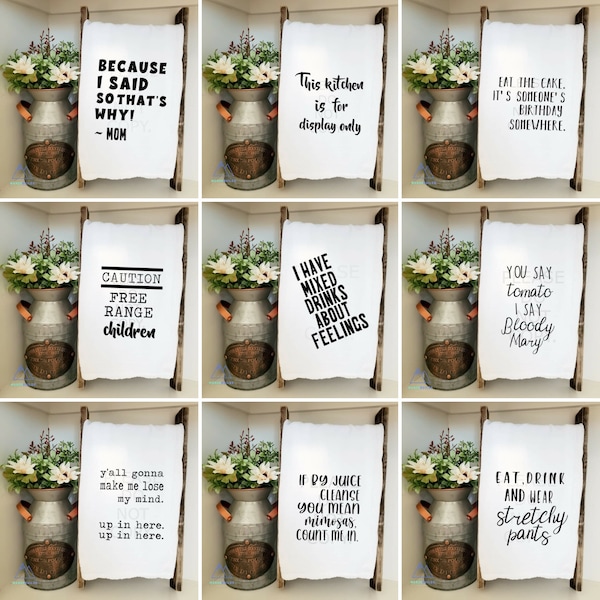 Funny Tea Towels/ Handmade Kitchen Towels/ Rustic Chic Decor/ Farmhouse Decor/ Funny Gifts/ Wine Doesn't Ask Questions Wine Understands