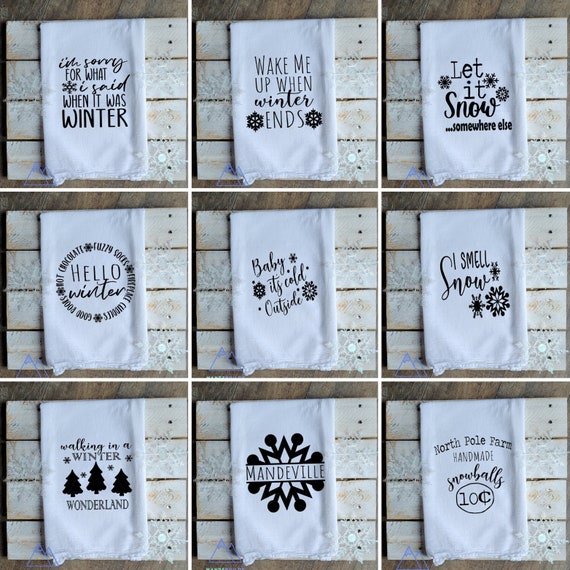 Funny Tea Towels/ Handmade Kitchen Towels/ Rustic Chic Decor/ 