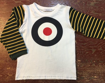 Mod boy girl kids mint shirt striped long sleeve 3T Remixed/Upcycled