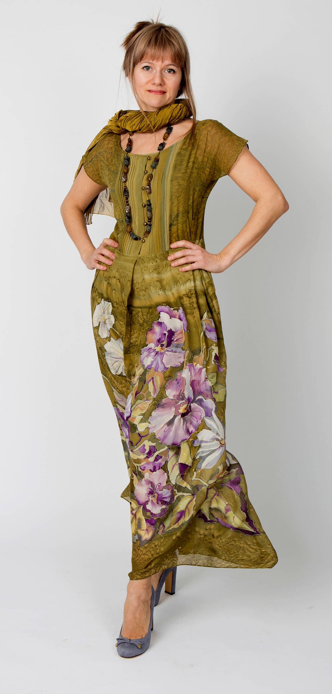 Hand Painted Ladies Silk Elegant and Fancy Formal Dress Etsy