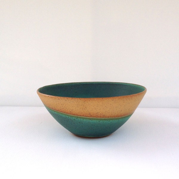 Teal Turquoise Pottery Bowl Handmade Ceramic Bowl Stoneware Cereal Salad and Soup Bowl