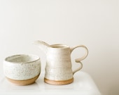 Sugar and Creamer - Sugar Bowl - Antique White - Bowl - Pitcher  - Coffee - Tea