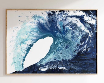 Ocean Wave Art, Surf Art, Beach Poster, Ocean Poster, Abstract Ocean Art, Boyfriend Gift, Ocean Waves Print, Ocean Print, Beach Theme Decor