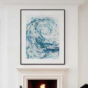 Arte de surf, impresión abstracta de olas, decoración de playa, arte de pared costero, decoración con temática de playa, pintura marina, arte oceánico, pintura de olas, pintura abstracta de paisaje marino imagen 1
