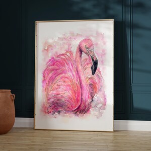 Flamingo Art Print Pink Wall Art, Flamingo Decor Girls Bedroom Prints, Bird Lover Gift, Watercolour Flamingo Artwork, Flamingo Picture Gifts