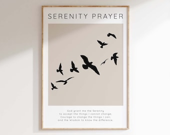 Serenity Prayer, Sobriety Gift for Men, Recovery Gift, Serene Prayer Wall Art Print, God Grant Me The Serenity Prayer, Recovery Poster Decor