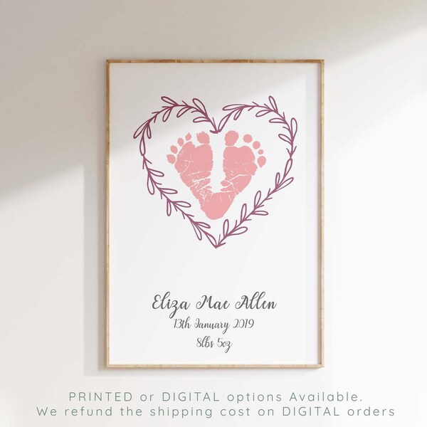 Baby Footprint Art Etsy