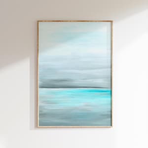 Abstract aqua sea-inspired artwork, Still Sea, a timeless statement for gallery walls, perfect as a birthday gift.
Turquoise and teal seascape print, a relaxing addition to bedrooms, ideal for lovers of serene abstract art.