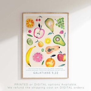 Fruit of the Spirit Print Galatians 5 22, Modern Scripture Art, Watercolour Bible Quote Prints, Christian Quotes, Nursery Bible Wall Art