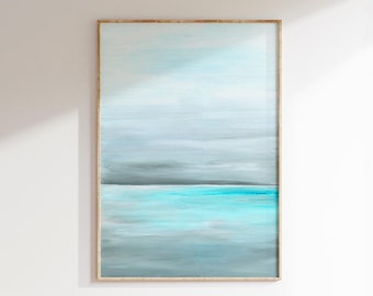 Abstract Seascape Painting Print Ocean Painting Coastal Wall Art Beach Themed Decor Nautical Decor Beach Wall Art Turquoise Coastal Prints