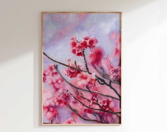 Cherry Blossom Wall Art, Pink Wall Art, Cherry Blossom Art, Blossom Print, Floral Wall Decor, Blossom Painting Print, Gardener Gift Idea Her