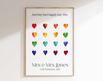 Mrs and Mrs Lesbian Gift, Gay Wedding Gift, Gay Couple Wedding Gift Lesbian Print, Gay Couples Anniversary, Lesbian Wife Birthday Gift Idea