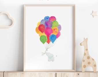 Rainbow Baby Nursery Print, Rainbow Elephant Art, Elephant Nursery Picture, Nursery Decor Elephant, Baby Rainbow Room Decor, Rainbow Gifts