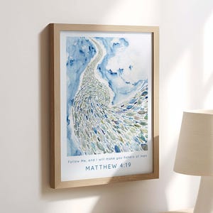 Fischer der Männer Bibel Vers druckbare, digitaler Download Matthäus 4:19 Schrift Druck, moderne Aquarell christliche Glaube Geschenk Badezimmer Idee