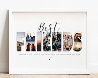 Best Friend Birthday Gift Printable, Digital Collage Best Friends Gifts, Friendship Print Download, Bff Custom Photo Gifts, Soul Sister Gift