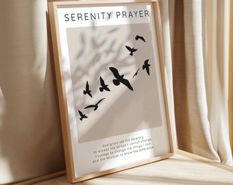 Preghiera della serenità digitale, regalo di sobrietà per uomini, regalo di recupero, stampabile da parete con preghiera della serenità, Dio mi conceda la decorazione per il recupero con preghiera della serenità