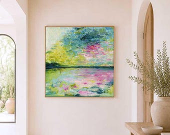 Coastal Wall Art Abstract Painting Print, Peaceful Seascape Ocean Canvas Art, Calming Prints For Living Room Wall Decor, Christian UK Artist