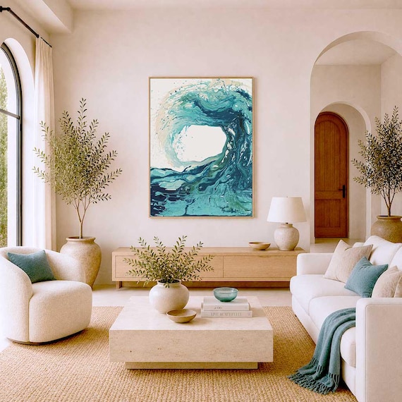 Beach Decor, Crashing Ocean Wave Painting Print, Nautical Decor, Surf Art Prints, Abstract Art, Surfing Abstract Wall Art Surf, Wave Print