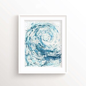 Blue wave art print, a stunning statement for hallway decor and a meaningful birthday gift for water sports enthusiasts. Ocean wave painting in blue tones, an eye-catching addition to any living space, ideal as a gift for coastal art lovers.
