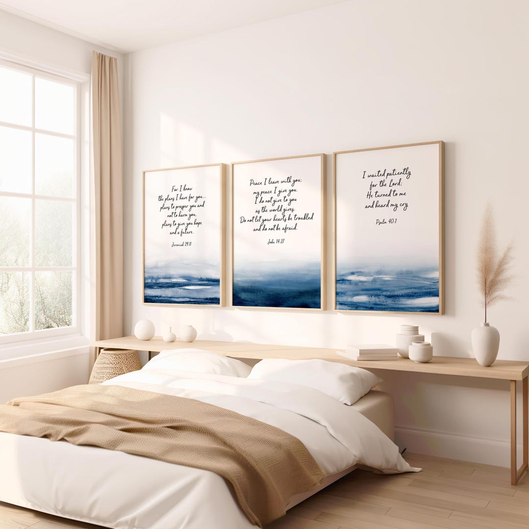 Scripture Wall Art, Abstract Art Set of 3 Prints, Christian Gifts ...