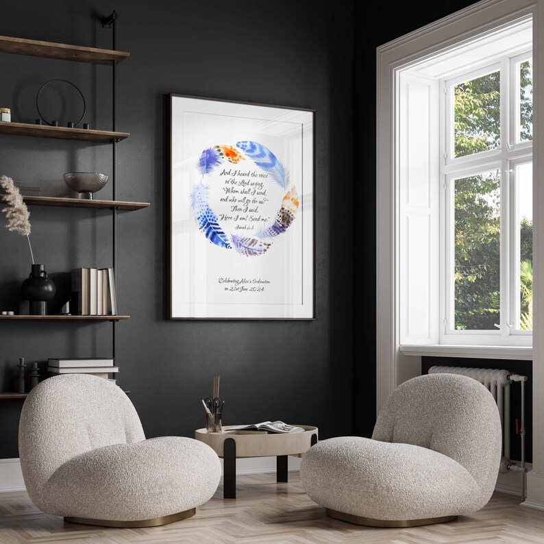 Regalo de ordenación, Isaías 6:8, Arte mural bíblico, Decoración de pared con las Escrituras, Póster personalizado con versículos bíblicos, Regalos personalizados para pastores, Católico, Diácono imagen 8